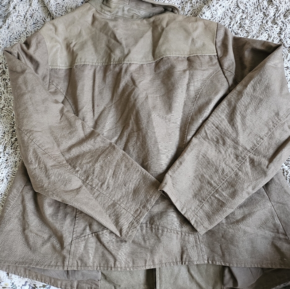 Lucky Brands☆ Leather  and Linen combination jacket. NWOT ♡ - Picture 2 of 2